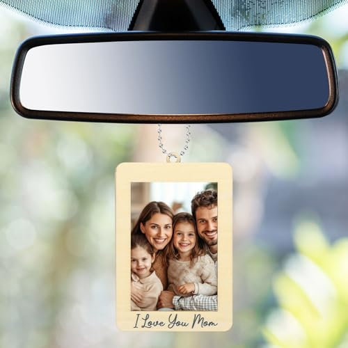 sourcing map 2 x Fotorahmen zum Aufhängen am Rückspiegel, 6,9 x 9,9 cm, Auto-Bilderhalter, Holzrahmen, Auto-Gedenk-Fotorahmen, Auto-Anhänger, Dekorationen für Auto-Dekorationen