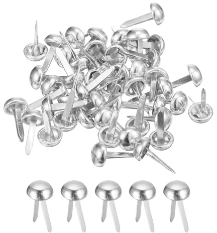 QUARKZMAN 100 Stück Taschenfüße Stud Spike Nieten für Leder, 6mm Bodennägel für Taschen runde Taschennieten Taschenboden Ledernieten für Handtasche Geldbörse Kleidung, Silber