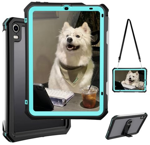 Transy for iPad mini 6 Case/iPad mini 7 (A17 Pro) Case, Waterproof Case for iPad mini 7th Generation 2024/iPad Mini 6th Generation 2021, Full Body Protective with Pencil Holder