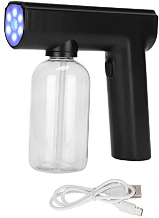 Black Handheld Electric Nano Mist Spray Gun, 300ml Portable Fogger Machine for Home and Office