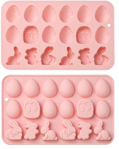 UR URLIFEHALL 2 Pièces Moules en Silicone de Pâques Forme Œuf Lapin Moules à Chocolat pour Fondant Bonbons Gelée Glaçons Gâteau Fête Décoration Alimentaire