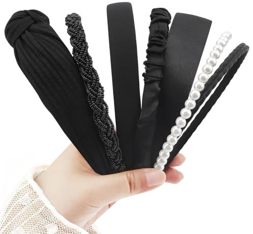 DRESHOW Haarreifen Damen Set Verschiedene Modelle Perlen-Stirnband, Rutschfestes Blumen-Stirnbänder, Gepolsterte Stirnbänder Vintage Haarschmuck für Damen Mädchen