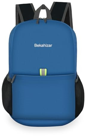 Bekahizar Small Rucksack 15L Packable Backpack Hiking Daypack Foldable Day Bag For Men Women Teens Travel Camping City Walking Mountaineering Climbing (Dark Blue)