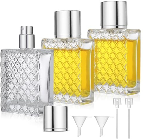 Yicenmy 3 Stück Parfümzerstäuber, 50ml, Leer, für Unterwegs | Reise Parfümzerstäuber Nachfüllbar, mit Pipetten und Trichter, Portable, für Parfüm, Reisen, Kosmetik