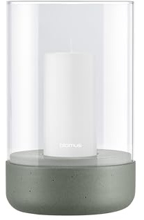 blomus Windlicht -Calma- | Farbe Agave Green | Größe M | (exkl. Kerze) | Aus Polyresin und Glas; Für stimmungsvolles Kerzenlicht; Ø 12 x H 20 cm