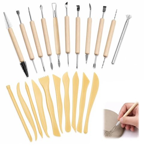 21 Pcs Clay Tools Sculpting Set Suitable for Air Dry Modeling Potter Beginners and DIY Pottery, Clay Sculpting Tools Ceramics for Sculpey Sculpting and Crafting and Carving, Shaping, Embossing