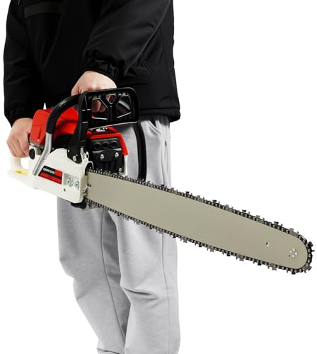 Benzin Kettensäge, 22Zoll (56cm), 52cc Kettensäge mit 2-kW Zweitaktmotor, 7500 U/min, 550ml Kraftstofftank, Kettensägen zum Schneiden von Holz, zum Beschneiden von Ästen