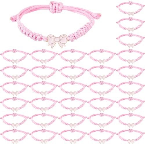SUPERFINDINGS 34 Stück Schleifen Armband Coquette Verstellbar Geflochtene Tau Freundschaftsarmbänder 2,5~8cm Best Friends-Armband handgefertigter Charm-Freundschaftsarmbänder Schmuck Geschenke