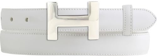 BELTINGER Hochwertiger Damen-Gürtel Horus aus Vollrindleder 2,5 cm | Bombierter Ledergürtel Damen 25mm | Damen-Gürtel made in Italy | Weiß 120cm