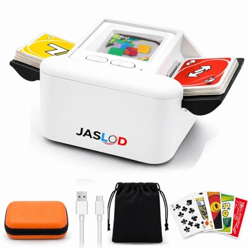 JASLOD Mélangeur de Carte Automatique 1 à 2 Jeux (Blanc)