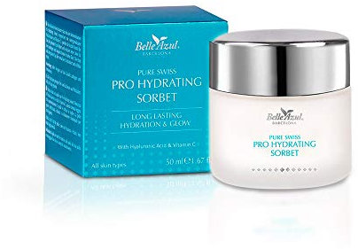 Belle Azul Pro Swiss Hydrating Sorbet, Leichte Anti-Aging Tagescreme, Hyaluronsäure & Vitamin C, Feuchtigkeitsspendend, Nicht fettend, Für alle Hauttypen, 50ml