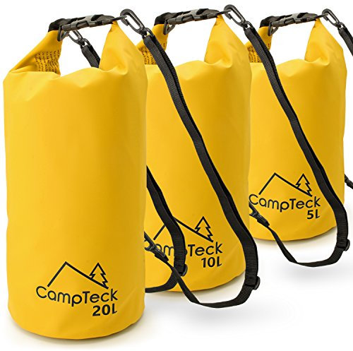 CampTeck Sac Etanche Nautique Sacs Imperméables Flottante pour Camping, Rafting, Pêche, Canoë, Canotage, Kayak, Snowboard, Natation, Plongée etc. – 5 litres