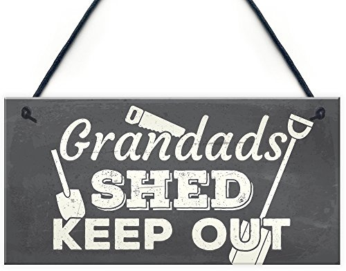 Red Ocean Grandads Shed Workshop Garage Hanging Garden Plaque Gifts For Grandad Dad Fathers Day