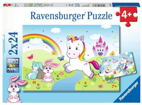 Ravensburger Kinderpuzzle - 07828 Märchenhaftes Einhorn - Puzzle für Kinder ab 4 Jahren, 2x24 Teilen