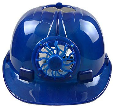 HYFAN Hard Hats Sicherheitshelm, belüftet, atmungsaktiv, Harte Kappe mit Solarventilator und abnehmbarem, verstellbarem Futter (PP, Blau)