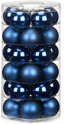 Inge Glas Weihnachtskugeln | Schöne Christbaumkugeln aus Glas | 30 Kugeln in Dose | Christbaumschmuck Weihnachtsbaumschmuck Weihnachtsbaumkugeln (Midnight Blue | Glanz/matt)