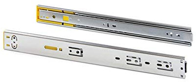 Emuca - Satz Führungen für Schublade 45x450mm, Set Schubladenführungen vollauszug mit Rollen, Kugelauszug, Push-System, sanftes Schließen, Verzinkt, Lot von 5