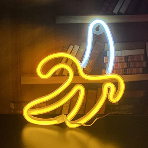QiaoFei LED Banana Neon Sign Lights Kid's Gift Hanging Decorative Neon Light USB or Battery Operated for Home Bedroom Bar Restaurant Christmas Birthday Party Gift Art Wall Decoration Light
