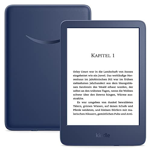 Kindle (2022) – Der bisher leichteste und kompakteste Kindle, jetzt mit hochauflösendem 6-Zoll-Display mit 300 ppi und doppelter Speicherkapazität | Mit Werbung | Blau