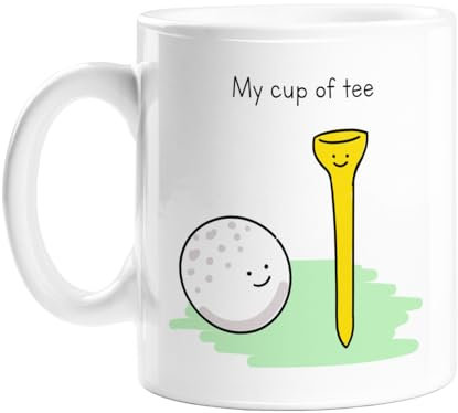 My Cup of Tee Mug | Funny Office Mug for Golfer, Hilarious Mug for Golf Fan, Novelty Mug for Golf Player, Cup of Tea Golf Pun, Golf Ball Next to A Tee, Sports Joke Mug for Him, Brother, Dad, Friend