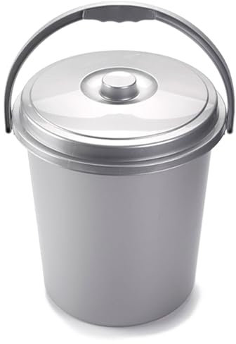 AC - Cubo de Basura Eco 15L - Cubo con Asa - Reciclaje - Plástico Resistente. Ideal para Hogar, Trabajo y Hostelería. Color Plata
