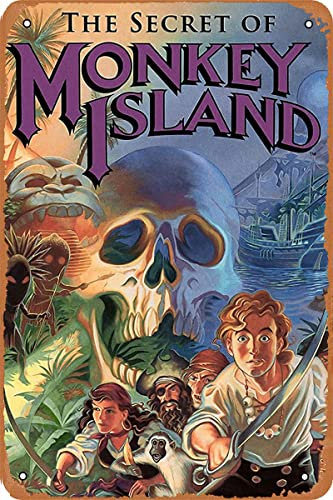 Das Geheimnis der Affeninsel Poster Videospiel Vintage Metallschild Blechschild Wandkunst Dekoration Geschenk 20,3 x 30,5 cm