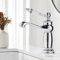 Maynosi Rubinetto miscelatore retrò per lavabo, Rubinetti vittoriani di lusso con maniglia in ceramica floreale, Rubinetto vintage monocomando per lavabo, Include code flessibili, In ottone, Cromo