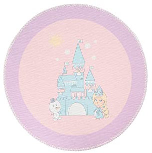 Qiyano Kinderteppich Teppich für Mädchen mit Eiskönigin und Schloss Krabbelmatte runde Spielunterlage in Pastell-Farben Rosa-Blau-Violett, Farbe: Lila, Größe: Ø 160 cm RUND