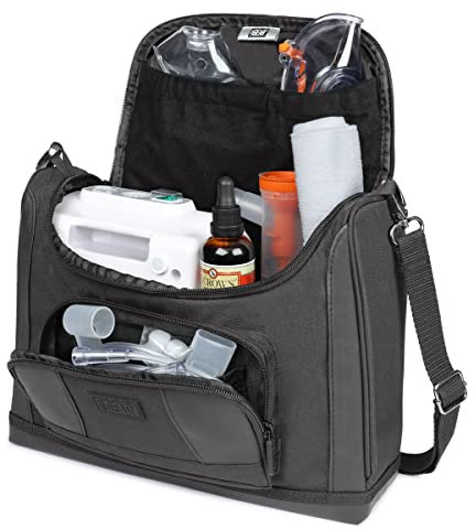 USA GEAR Reisetasche für Vernebler – anpassbare Innenseite, Schultergurt, robuste Außenseite – kompatibel mit Verneblermaschine, Schläuchen, Asthma-Inhalator und mehr – nur Tasche (schwarz)