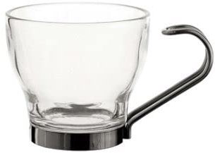 LUMINARC 3 Glass Coffee Cups with Stainless Steel Handle, 10.8cl