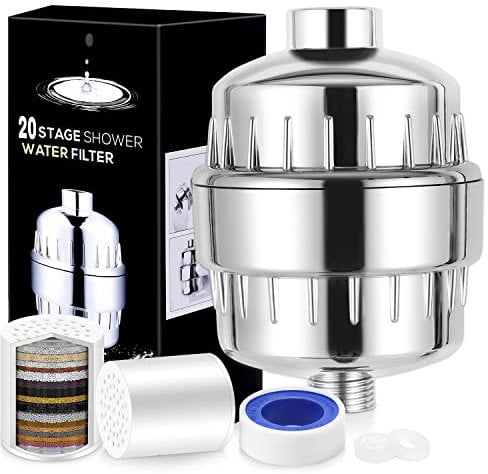 Filtro doccia a 20 fasi, filtro per soffione doccia Laicky, filtro per acqua dura, pelle e capelli più sani, rimuove cloro metalli pesanti e altri sedimenti, ammorbidente per l'acqua alla vitamina C