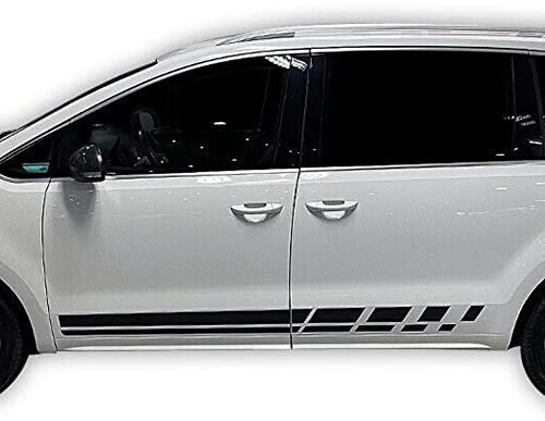 Auto-Dress Seitenstreifen Aufkleber Set/Dekor passend für Seat Alhambra - Motiv: FR Line (210 Black Gloss)
