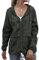 Veste de pluie pour femme - Imperméable - Légère - Pliable - Coupe-vent - Avec capuche - Veste de pluie avec poches, Vert armée, S