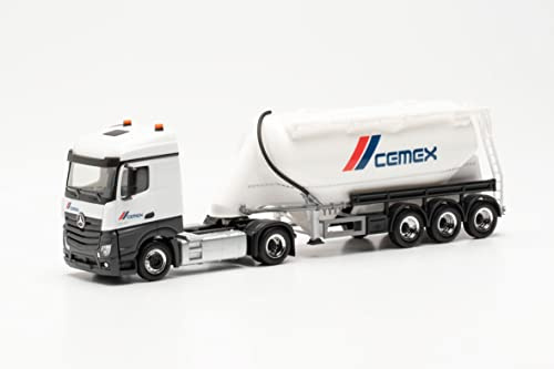 Herpa LKW Modell Mercedes-Benz Actros Streamspace Eutersilo-Sattelzug Cemex, originalgetreu im Maßstab 1:87, Modell LKW für Diorama, Modellbau Sammlerstück, Made in Germany, Miniaturmodell