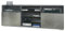 Vladon TV-Board Granada, Lowboard mit 2 Türen und 6 offenen Fächern, Korpus Anthrazit matt, Fronten in Beton dunkel Optik (146 x 54 x 35 cm)