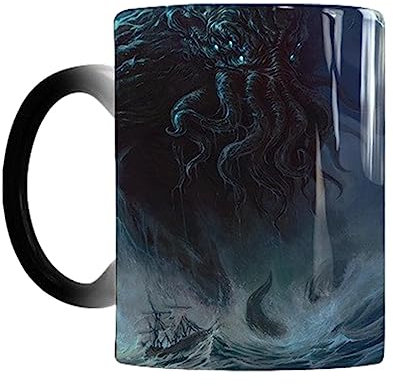 Wechselnde Kaffeetasse | Schwarz verwandelt sich in Cthulhu-Mythologie-Becher - Große Kaffee-Tee-Magie-Tasse mit lustiger Kunst, hitzeempfindliche Tasse, neuartige hitzeempfindliche Tasse 12 Ventdouce