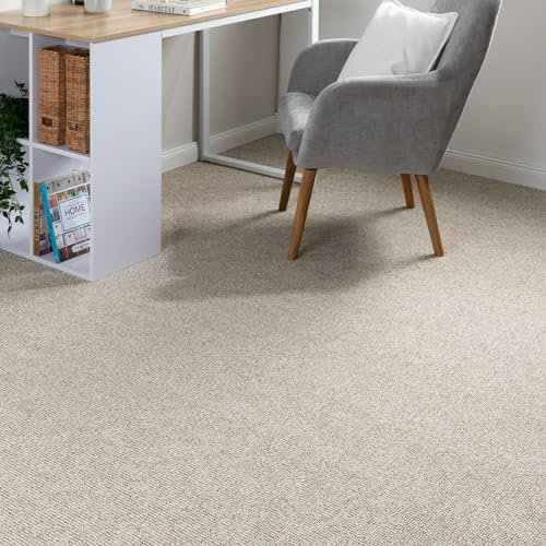 Steffensmeier Teppichboden Rhodos Meterware | Auslegware für Kinderzimmer Wohnzimmer Schlafzimmer | Creme Beige, Größe: 100x100 cm