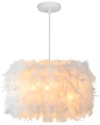 45 cm/17,9 Zoll Feder-Pendelleuchte, Deckenleuchte, eleganter Feder-Lampenschirm, Kronleuchter, Deckenleuchte, Hängeleuchte für Wohnzimmer, Schlafzimmer