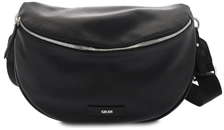 Giudi ® - Damen-Umhängetasche, gehämmertes Kalbsleder, echtes Leder, ein Fach, Made in Italy (schwarz) - 12298/LGP/AE-03, Schwarz , 23,00 x 33,00 x 9,00 cm