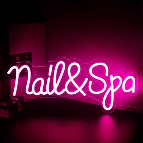FINOTI enseignes au néon LED pour Spa à Ongles en Rose pour Salon de beauté, Chambre à Coucher et Magasin, décoration Murale intérieure à LED avec USB pour Salle de manucure et Spa