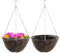 ADEPTNA Set of 2 Round Garden Hanging Baskets with Lined - Natural Basket Hanging Plants Wall Flower Planter Pot with Detachable Hanging Chain for Home Garden Decoration (12’’ RATTAN BASKETS)