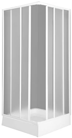 GLOUPIE Box Doccia Angolare 80 x 80 x H 187 Cm Con Apertura Scorrevole E Chiusura Calamitata, Dotato Di Profilo In Alluminio Bianco E Pannelli In Acrilico Opaco Privacy, Reversibile, Made In Italy