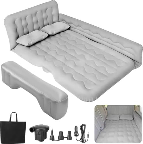 HNXKB SUV Air Mattress - Inflatable Car Air Mattress Backseat Sleeping Pad, Portable Camping Bed with 2-in-1 Air Pump, Pillows, Carry Bag