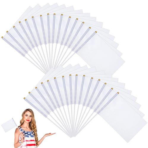 Bandera Blanco,Blanco Mini Bandera Portátil,Bandera Vacío,14x21cm Pequeña Bandera Blanco,Mini Bandera Blanco,Para Celebraciones Nacionales Y Del Día De Los Caídos,30 Piezas