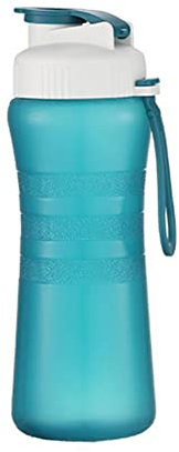 RYZGOJV Bouteille d'eau de sport avec couvercle à bec et sangles de transport, anti-fuite, sans BPA et sans substances toxiques, réutilisable pour voyage et salle de sport, 500 ml, bleu 02