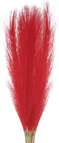QUARKZMAN 12pz Erba Pampa Finta, 21/55 cm Soffice Erba Pampa Finta Decorazione Erba Pampa Artificiale Alta per Soggiorno Vaso da Parete per Feste Decorazione Nozze, Rosso