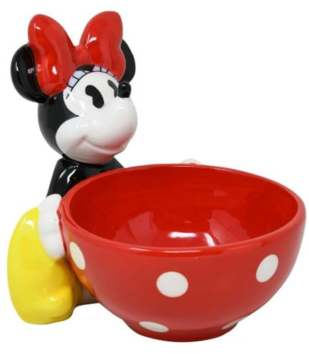 Disney Minnie Mouse Candy Dish, Officially Licensed, Ceramic Snack Bowl, Figurine - 6 Inch