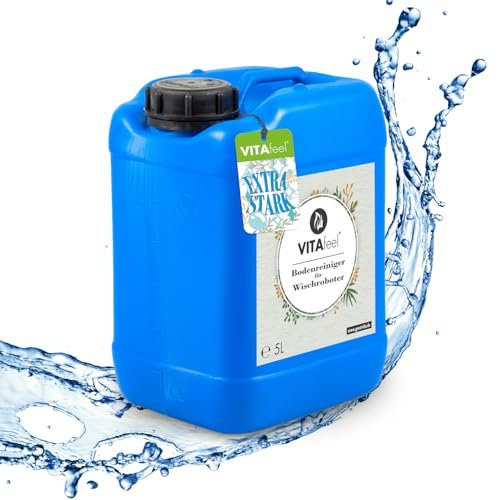 Bodenreiniger für alle Wischroboter 5 Liter - Extrem gründliches Reinigungsmittel - streifenfrei, schaumarm und schnelltrocknend - ideal für Laminat, Fliesen, Parkett, PVC - GreatVita