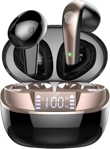Csasan Wireless Earbuds, Bluetooth 5.3 Headphones In Ear with ENC Mic, 2024 Bluetooth Earbuds Mini Deep Bass Stereo Sound, IPX7 Waterproof, Black