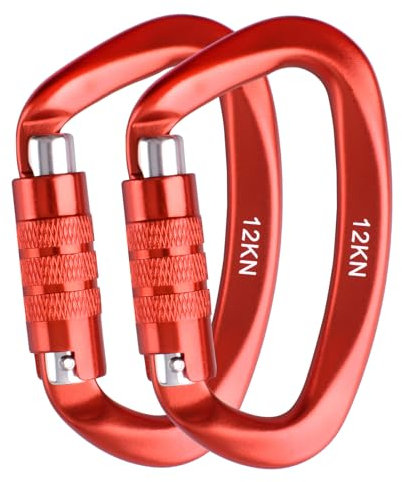 Azarxis karabiner Schnellverschluss mit 1200kg Belastbarkeit, Rostfrei und Ultraleicht, Karabinerhaken Schlüsselanhänger aus Aluminium für Hängematte, Camping, Angeln (Schraubverschluss - Orange)
